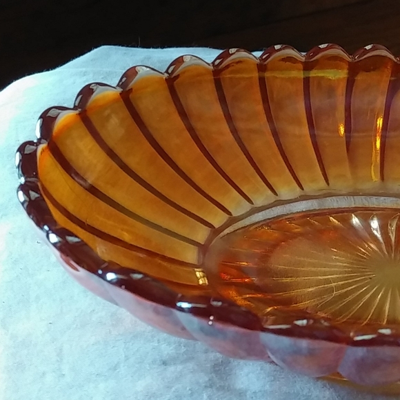 Gorgeous Marigold carnival glass oval bowl dish - Picture 3 of 5